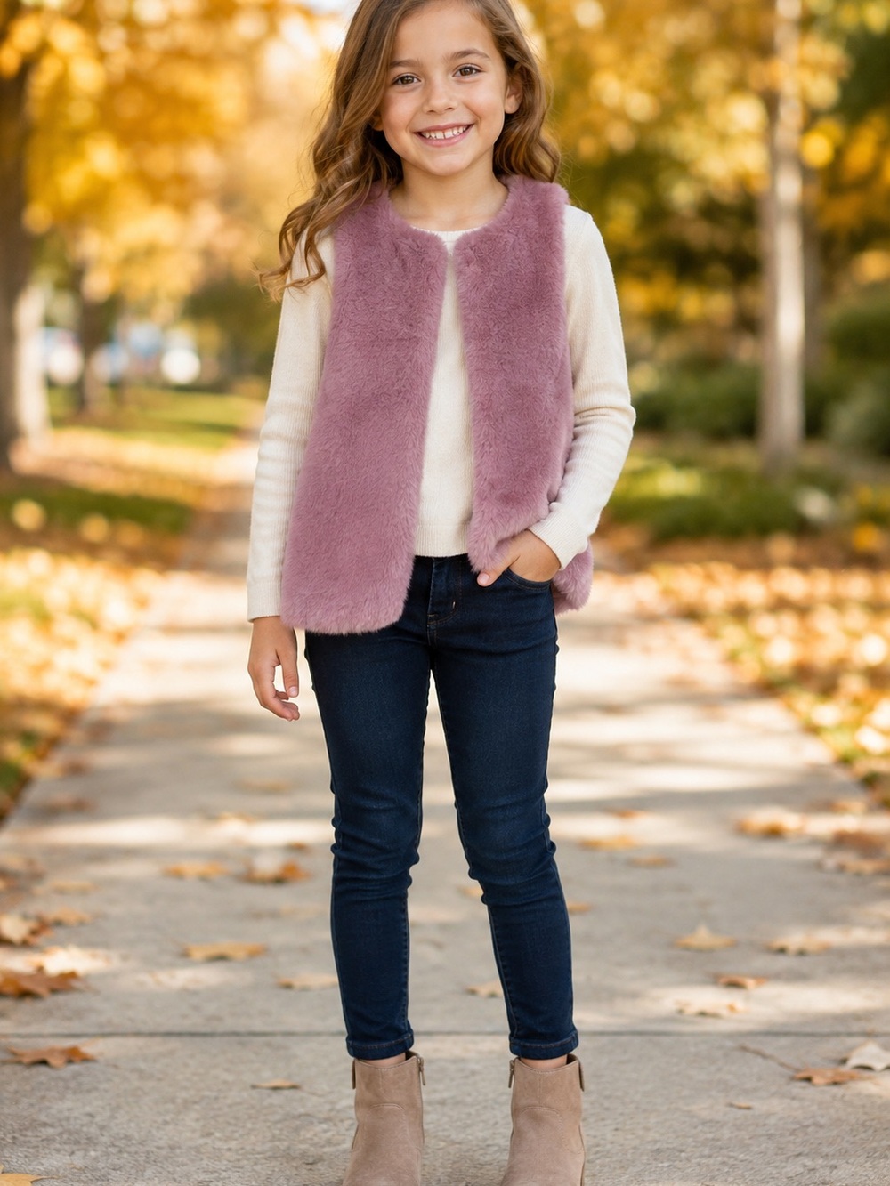 Little Kids Girls Pink Faux Fur Vest Size 7–8 NWT